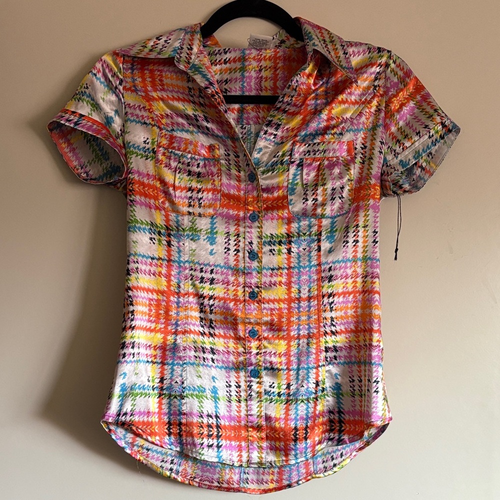 Vertigo Paris Multicolor Plaid Button Down Shirt